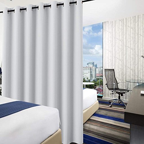 PONY DANCE Cortinas Salon Modernas Blancas Gris Tela Termica Aislante Ruido Luz/Separador de Ambientes Grandes Dormitorio Infantil Antimoscas, 1 Unidad, 210 x 254 cm (Al x An)
