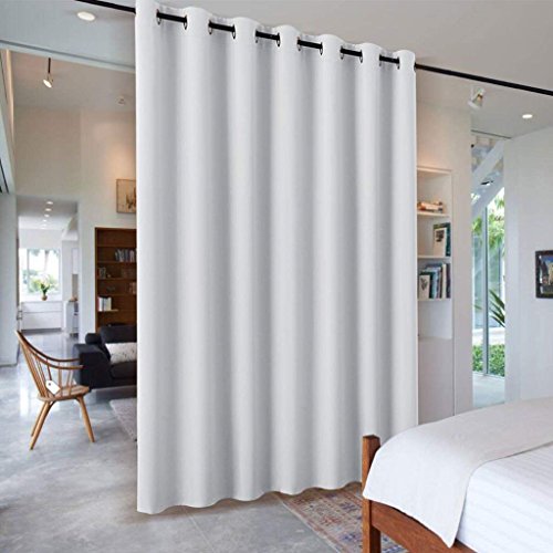 PONY DANCE Cortinas Salon Modernas Blancas Gris Tela Termica Aislante Ruido Luz/Separador de Ambientes Grandes Dormitorio Infantil Antimoscas, 1 Unidad, 210 x 254 cm (Al x An)