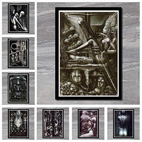 Póster e Impresiones JL HR Giger Li II Obra de Arte de Terror alienígena Pintura Retro póster de película clásico Pegatinas de Pared