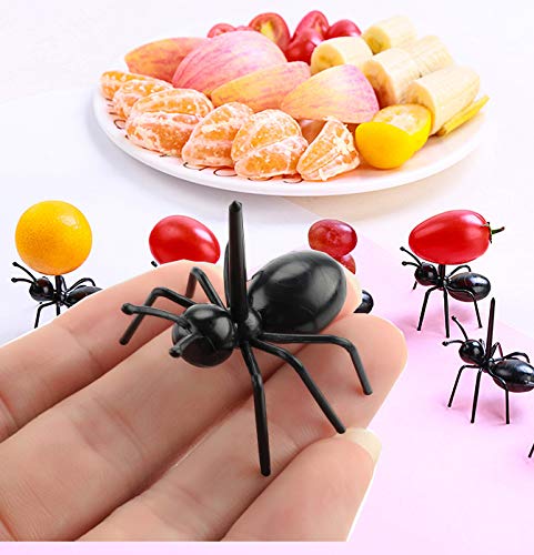 Postre de fruta palillo de dientes Forks Para el hogar Decoración del partido Las hormigas de plástico animales Aperitivo Forks 24 Piezas Negro de cocina tenedores de partido de la barra