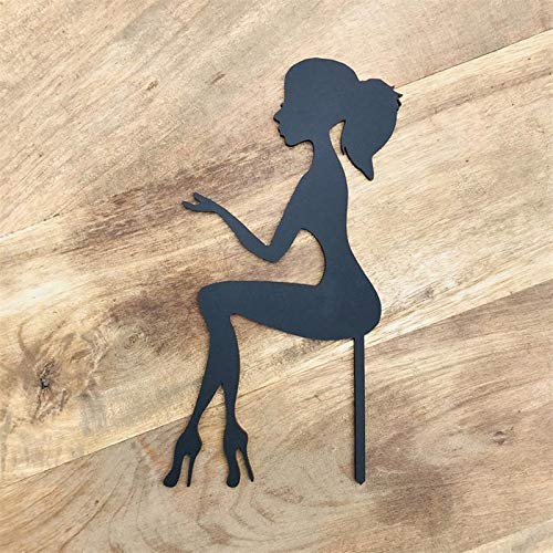 PotteLove - Decoración para tartas, diseño de silueta de dama con tacones altos, acrílico, decoración para tartas de boda, cumpleaños, despedida de soltera, fiesta de reina