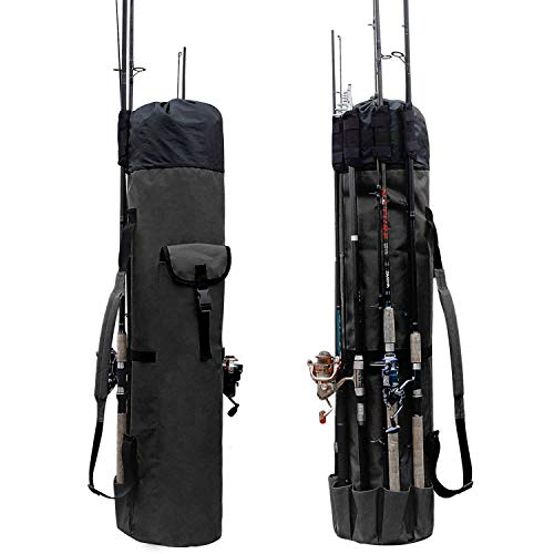 Powcan Bolsa de Pesca Estuche de caña de Pescar Oxford Organizador portátil de Alta Capacidad para Llevar caña de Pescar Bolsa de Almacenamiento de Herramientas de Pesca Impermeable al Aire Libre