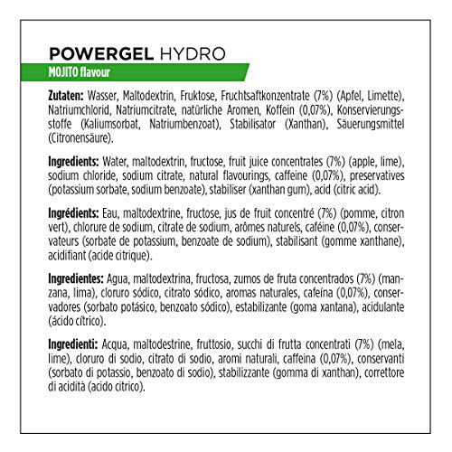 PowerBar PowerGel Hydro Mojito 24x67ml - Gel Energético de Alto Carbono + C2MAX Magnesio y Sodio + 51mg Cafeína