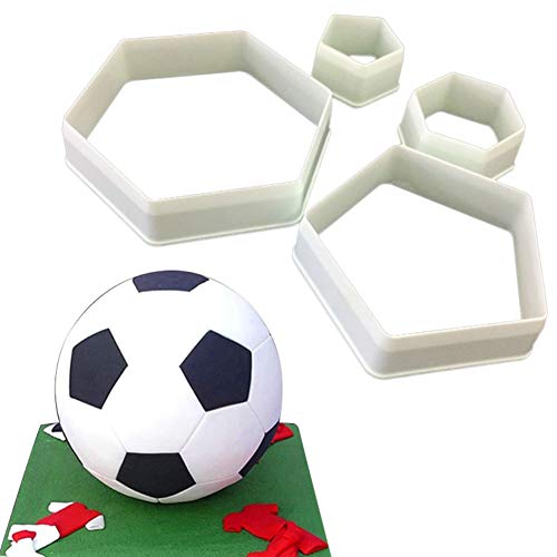 PowerBH Juego de cortadores hexagonales de Cortador de Galletas de fútbol - Tamaño 4 - Decoración de Pasteles DIY Molde gomoso