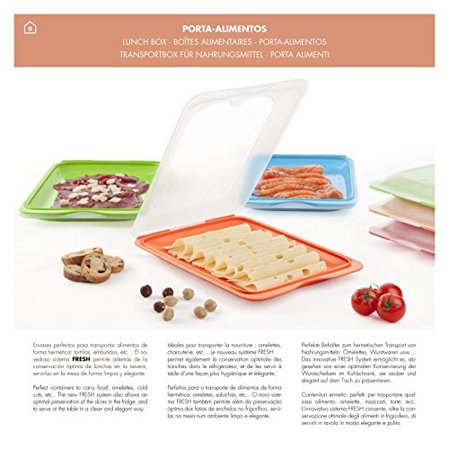 PracticFood Lote 2 Porta Embutidos y Alimentos Fresh en Colores Rosa y Verde, Medidas 17 x 3.2 x 25.2 cm