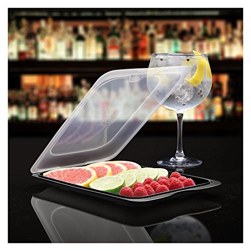 PracticFood Tatay 1180127 - Lote de 3 Porta Frutas Cocktail Sushi y Alimentos Fresh en Color Negro