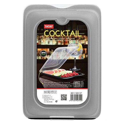 PracticFood Tatay 1180127 - Lote de 3 Porta Frutas Cocktail Sushi y Alimentos Fresh en Color Negro