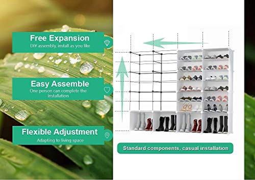 PREMAG Organizador de Almacenamiento de Calzado portátil Tower, Blanco, Estante de gabinete Modular para Ahorrar Espacio, estantes de Zapatero para Zapatos, Botas, Zapatillas 3 * 7