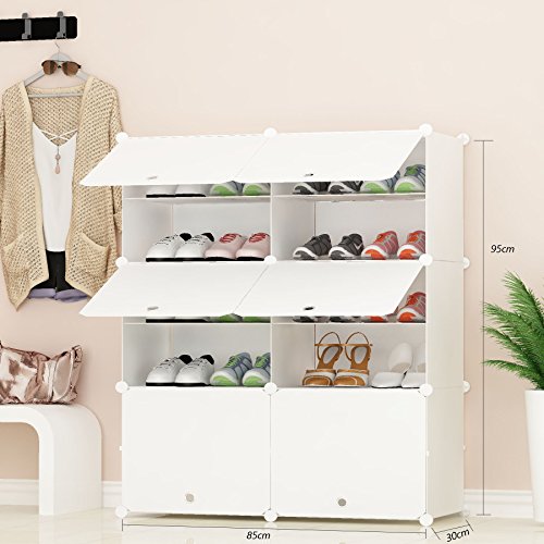 PREMAG Organizador de Almacenamiento de Calzado portátil Tower, Blanco, Estante de gabinete Modular para Ahorrar Espacio, estantes de Zapatero para Zapatos, Botas, Zapatillas 2 * 5