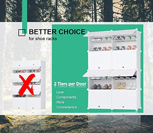 PREMAG Organizador de Almacenamiento de Calzado portátil Tower, Blanco, Estante de gabinete Modular para Ahorrar Espacio, estantes de Zapatero para Zapatos, Botas, Zapatillas 2 * 5