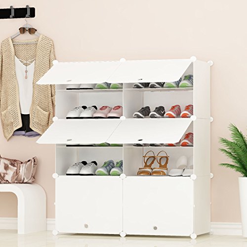 PREMAG Organizador de Almacenamiento de Calzado portátil Tower, Blanco, Estante de gabinete Modular para Ahorrar Espacio, estantes de Zapatero para Zapatos, Botas, Zapatillas 2 * 5
