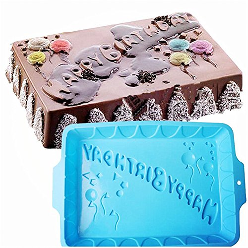 Premium Antiadherente Moldes para tartas, FantasyDay Moldes de Silicona para Caramelos, Chocolate, Hornear, Tarta, Galletas, Jabón, Hielo - Antiadherente Apto Para Lavavajillas Y Microondas - Feliz cumpleaños