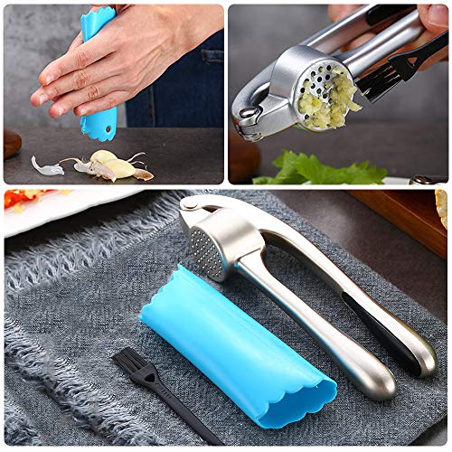 Prensa de ajos Trongle - Trituradora de ajos con pelador fácil, gruesa, duradera aleación de zinc de alta resistencia, agarre fácil para el hogar, cocina y fácil de limpiar