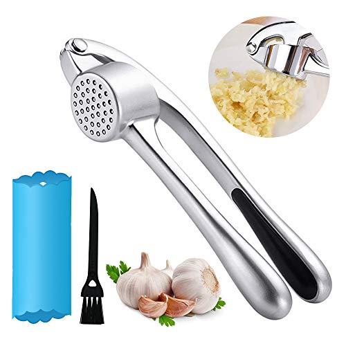 Prensa de ajos Trongle - Trituradora de ajos con pelador fácil, gruesa, duradera aleación de zinc de alta resistencia, agarre fácil para el hogar, cocina y fácil de limpiar