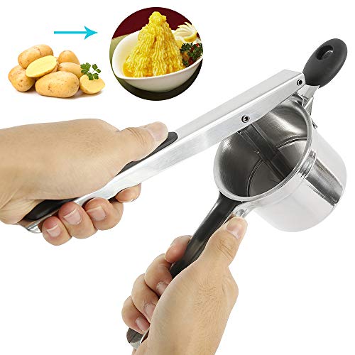 Prensador de patatas de acero inoxidable para verduras y frutas, multifuncional, prensador de alta resistencia, con 3 piezas de filtro reemplazable para patatas y tortas de pescado
