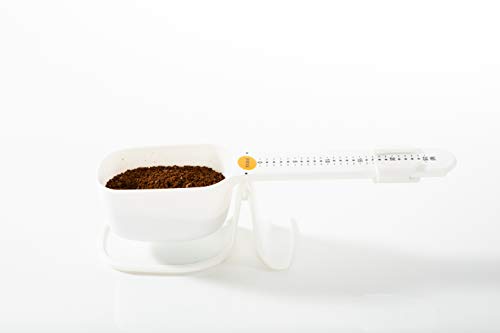 Pressca - Cuchara medidora, taza de cocina, báscula manual para café o granos de café, hasta 25 gramos (blanco)