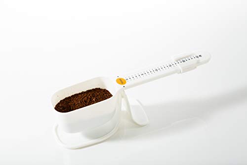 Pressca - Cuchara medidora, taza de cocina, báscula manual para café o granos de café, hasta 25 gramos (blanco)