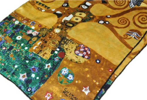 prettystern foulard de mujer de seda arte de Gustav Klimt estilo Liberty Bufanda seda satinada Árbol de la Vida P1988
