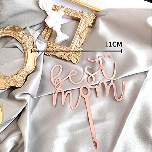 PRETYZOOM Twinkle Cake Topper Best Mom Cake Toppers Selecciones de Pastel de Acrílico Día de La Madre Decoración de Pastel para Madres Suministros de Fiesta de Cumpleaños 6Pcs (Oro Rosa + Dorado)