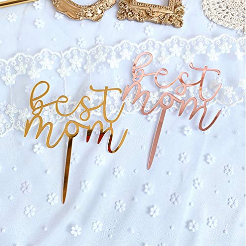 PRETYZOOM Twinkle Cake Topper Best Mom Cake Toppers Selecciones de Pastel de Acrílico Día de La Madre Decoración de Pastel para Madres Suministros de Fiesta de Cumpleaños 6Pcs (Oro Rosa + Dorado)