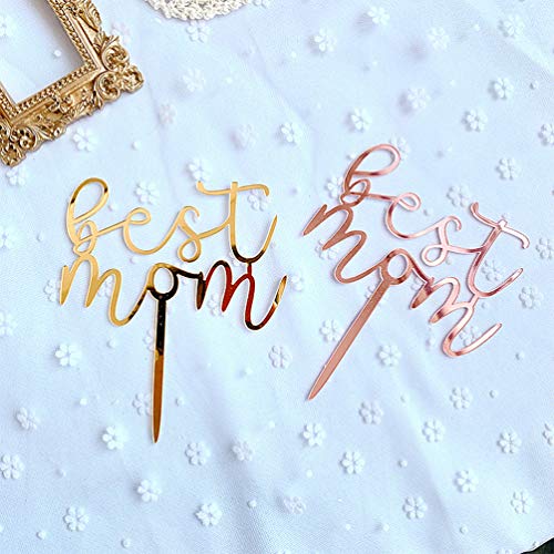 PRETYZOOM Twinkle Cake Topper Best Mom Cake Toppers Selecciones de Pastel de Acrílico Día de La Madre Decoración de Pastel para Madres Suministros de Fiesta de Cumpleaños 6Pcs (Oro Rosa + Dorado)
