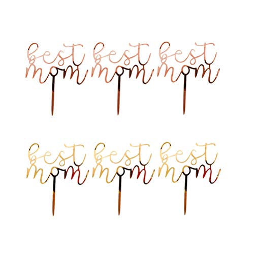 PRETYZOOM Twinkle Cake Topper Best Mom Cake Toppers Selecciones de Pastel de Acrílico Día de La Madre Decoración de Pastel para Madres Suministros de Fiesta de Cumpleaños 6Pcs (Oro Rosa + Dorado)