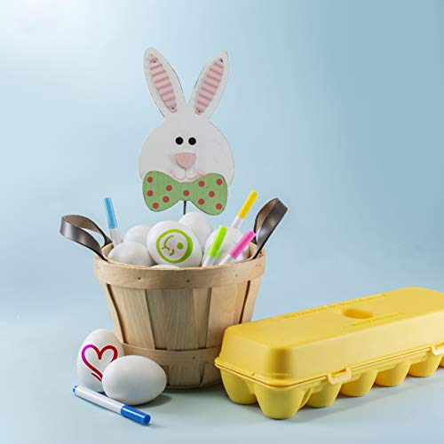 PREXTEX 12 Juguete de percusión Musical Maracas Egg Shakers - 12 Huevos de Pascua de plástico Blanco en cartón con 8 marcadores de Color - Gran Juguete de Aprendizaje de Ritmo para niños