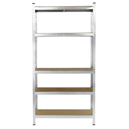 PrimeMatik - Estanteria metálica galvanizada para almacenar de 5 baldas de Madera 70x30x150 cm