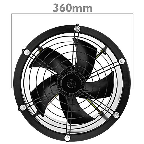 PrimeMatik - Extractor de Aire de Tubo de 300 mm para ventilación Industrial 2550 RPM Redondo 360x360x180 mm