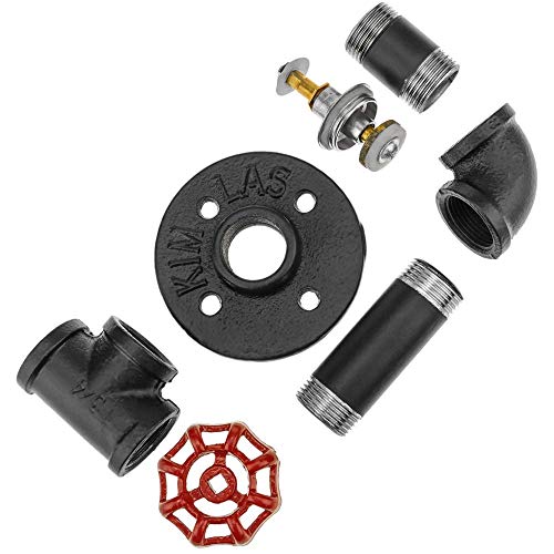 PrimeMatik - Perchero de Pared de Acero 1 Gancho. Colgador de Ropa y toallero de Tubo con Grifo Industrial