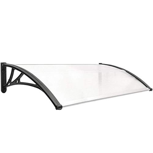 PrimeMatik - Tejadillo de protección 120x60cm Marquesina para Puertas y Ventanas Negro