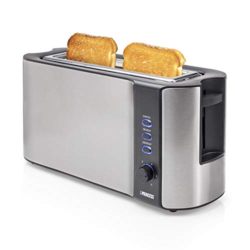 Princess 142353 Tostadora de ranura extralarga, 1000 W, Acero Inoxidable, Negro