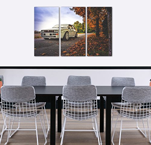 Printed Paintings Impresión sobre Lienzo 3 Partes(120x80cm): Fotos de Coches Lancia Delta Blanco