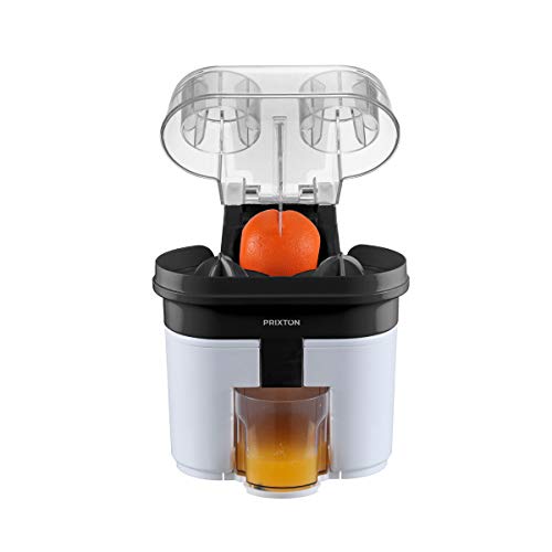 PRIXTON - Exprimidor Electrico de Naranjas Profesional para Zumo, Exprimidor Automatico con Doble Cabezal y Cortador Incoporado, Potencia de 90 W y Capacidad de 0´5 L, Color Gris y Negro| XP3