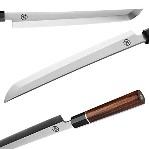 Profesional de sushi japonés cuchillos acero inoxidable del cuchillo de la lámina superior del palo de rosa de la manija Saya Vaina (Color : Sushi Knife)