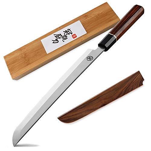 Profesional de sushi japonés cuchillos acero inoxidable del cuchillo de la lámina superior del palo de rosa de la manija Saya Vaina (Color : Sushi Knife)