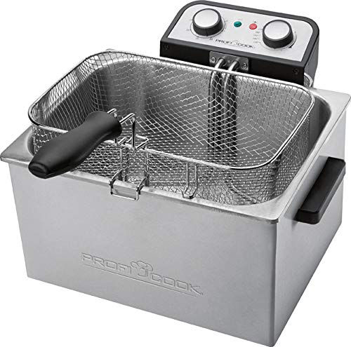 ProfiCook PC-FR 1038 Freidora de acero inoxidable, 3 cestas, desmontable, 3000 W, Gris