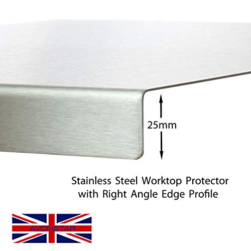 Protector de encimera de acero inoxidable con borde cuadrado, plano o redondo (incluye pies de goma antideslizantes), acero inoxidable, Plateado, 500 x 500mm
