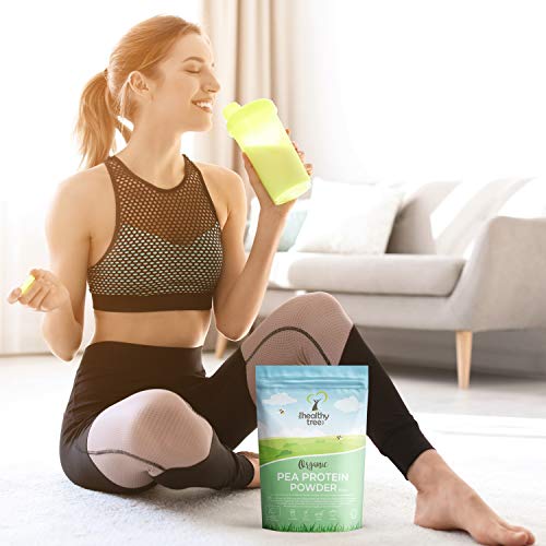 Proteína de Guisante Orgánico en Polvo de TheHealthyTree Company - 80% Europeo + Proteína Vegana, Alta en Aminoácidos, Hierro, Zinc y BCAA (600 g)