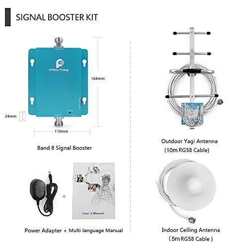 Proutone Amplificador de Señal Móvil 3G Señal de Datos gsm 2G Llamadas para Zonas Rurales, Urbanas, Casa, Oficina-Amplificador de Cobertura Móvil de 900 MHz-Compatible con Todos los Teléfonos Móviles