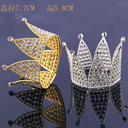 PsWzyze Corona Tiara decoración para Hornear Pastel Corona Conjunto de Novia Novia Novia aleación ecológica Diamante Completo Oro Coreano