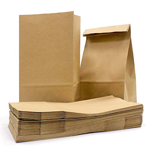 PTN Bolsa Papel Kraft, 50 Bolsas Supermercado, Bolsas Papel Marrón, Bolsas Almuerzo, Bolsas Regalo Papel Kraft, 28 x 15 x 8.5 cm para Alimentos, Comestibles, Proveedores Fiestas y Decoración de Bodas