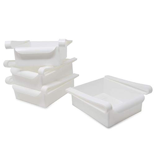 Pukkr Paquete de 4 cajones de caja de almacenamiento para refrigerador | Frigorífico Bandeja De Frutas Y Verduras | Compartimentos adicionales universales