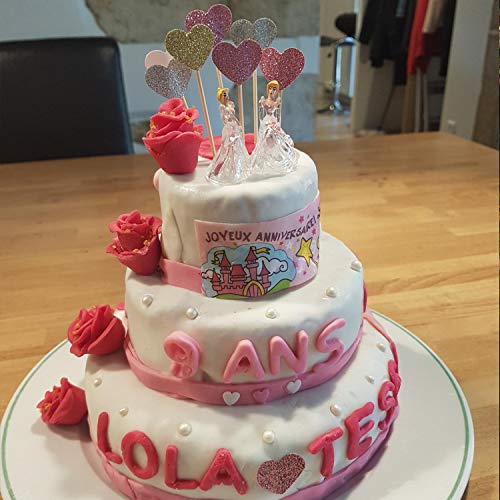 PuTwo, Toppers de corazón hechos a mano, para Decoración de tartas, 21 Cuenta de 7 Colores rosas, Corazón Rosa