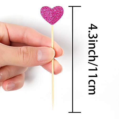 PuTwo, Toppers de corazón hechos a mano, para Decoración de tartas, 21 Cuenta de 7 Colores rosas, Corazón Rosa