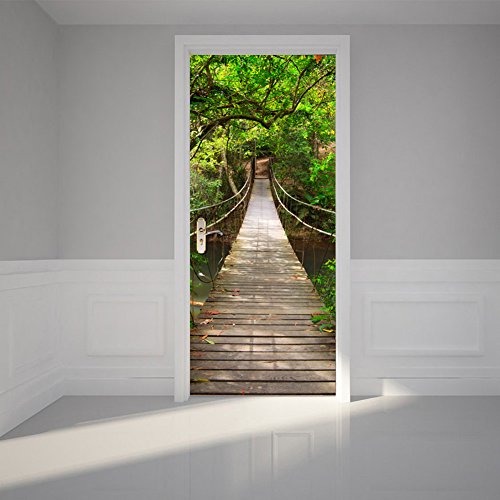 PVC Adhesivo Fotográfico Pegatina 77X200cm Vinilos Decorativos para Puerta Pared Cocina Sala de Baño (Puente colgante)