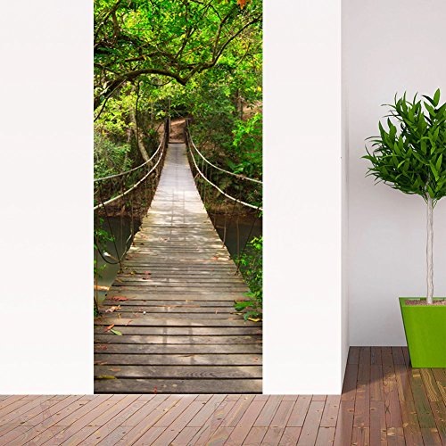 PVC Adhesivo Fotográfico Pegatina 77X200cm Vinilos Decorativos para Puerta Pared Cocina Sala de Baño (Puente colgante)
