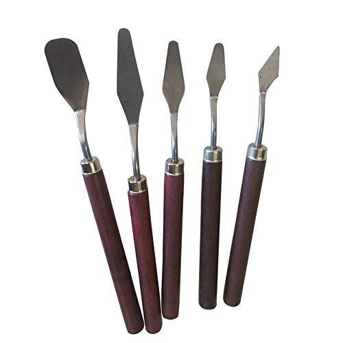 PXNH 5Pcs Kit Profesional Paleta Cuchillo Pintura Raspador Mezcla Espátula Pintura Bellas Artes Acero inoxidable