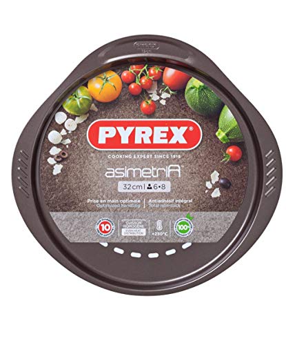 Pyrex Molde Pizza 32Cm Asimetria, Acero, Negro, 1.92 cm