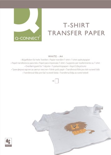 Q-Connect Papel Transferencia Para Tela KF01430 Din A4 -Bolsa De 10 Hojas